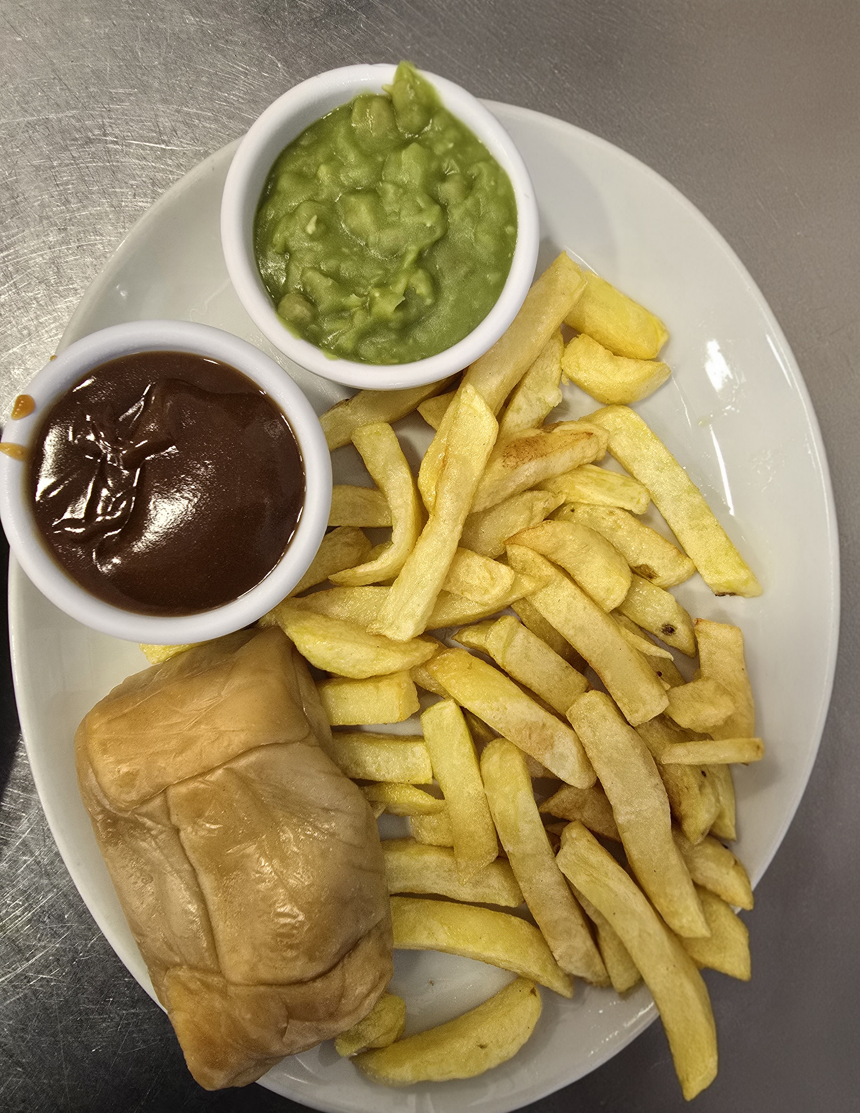 Freshly battered cod with thick-cut chips
